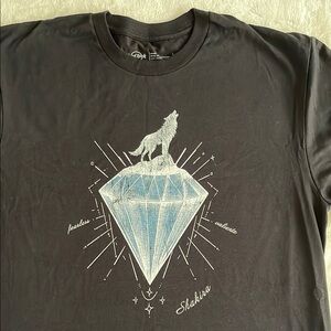 Hard Rock X SHAKIRA Black Tee with Blue Diamond Wolf Graphic